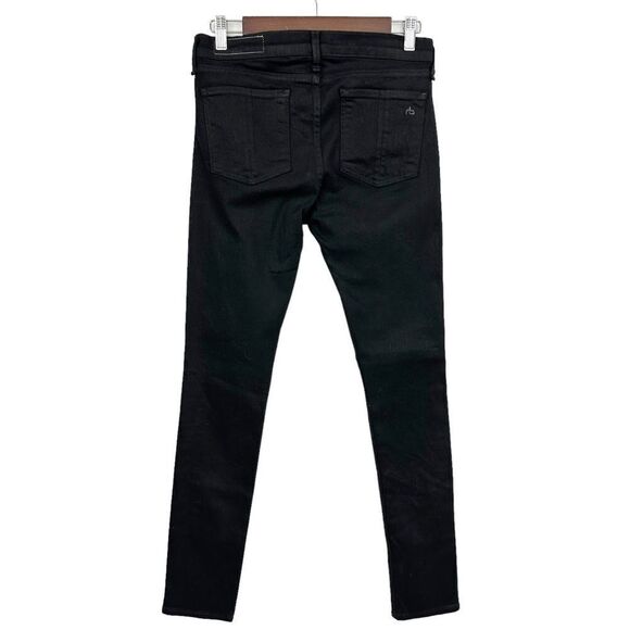 Rag & Bone Coated Black Mid Rise Skinny Jeans Size 29 - Picture 5 of 12